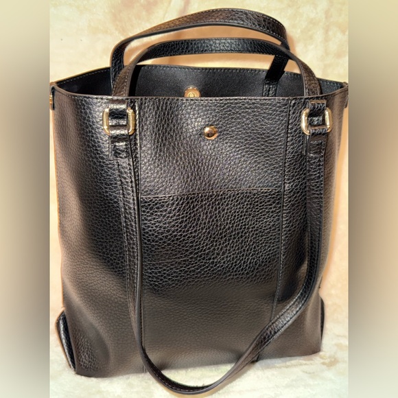 Montana West Black Faux Pebbled Leather Tote Shoulder Bag w Removable Pouch NWOT - Picture 3 of 8